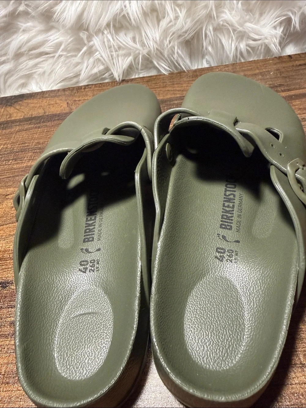 Birkenstock Olive Green Slip-On Clogs with Buckle